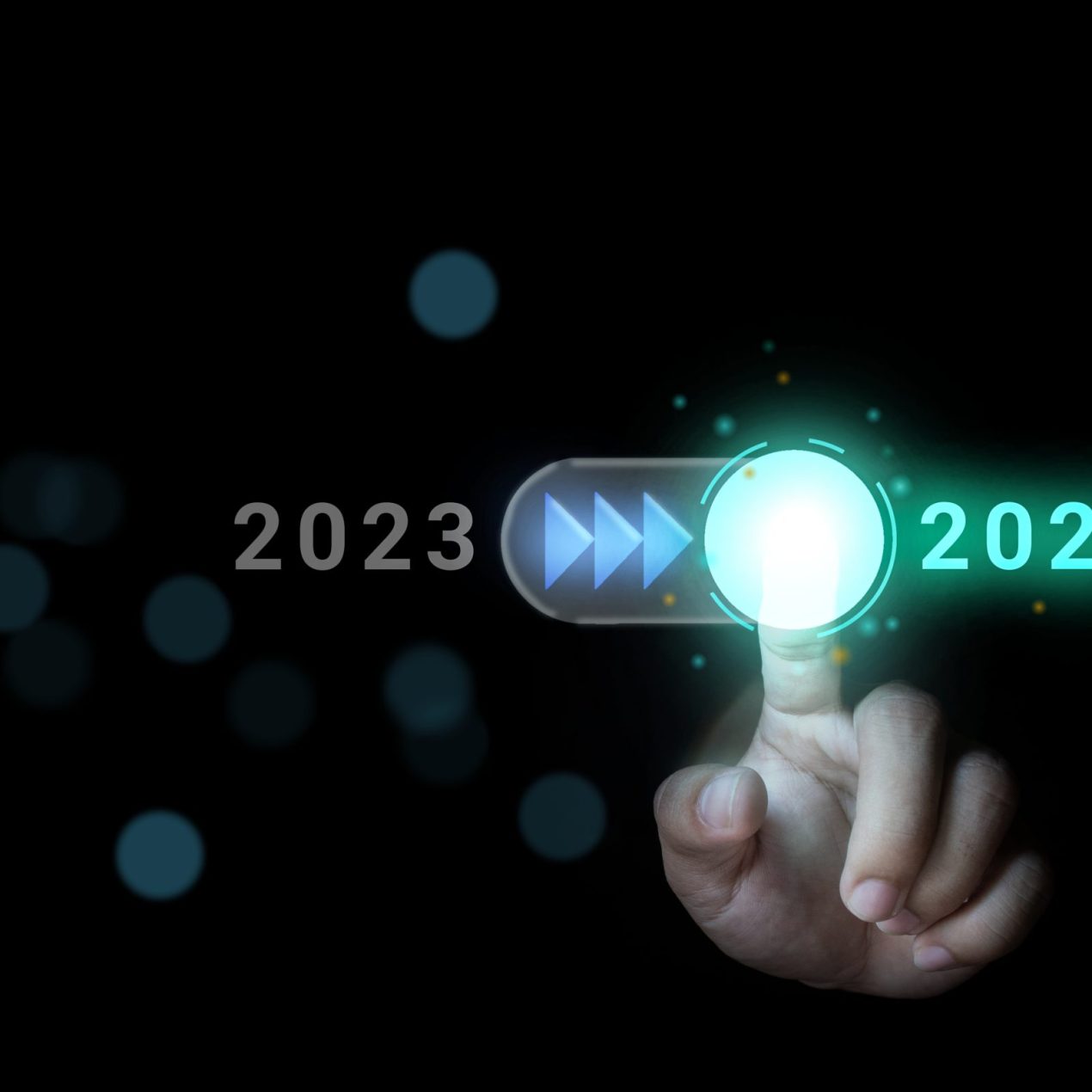 Hand,Turns,On,The,Switch,,Moving,From,2023,To,2024.